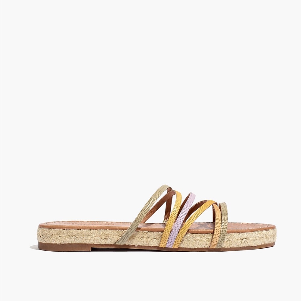 Madewell Kathryn Espadrille Slide Sandal Colorblock Snake Embossed Leather - Picture 4 of 4
